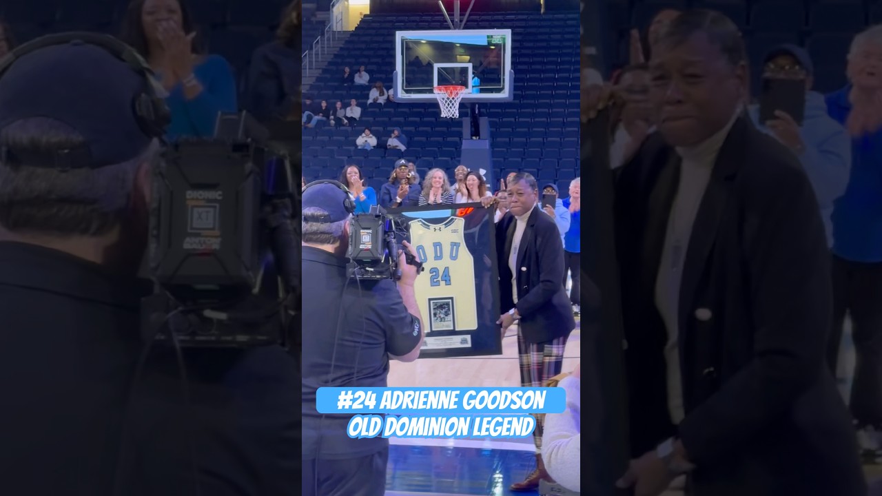 Old Dominion Women’s Basketball legend, Adrienne Goodson, has her jersey retired, #24.