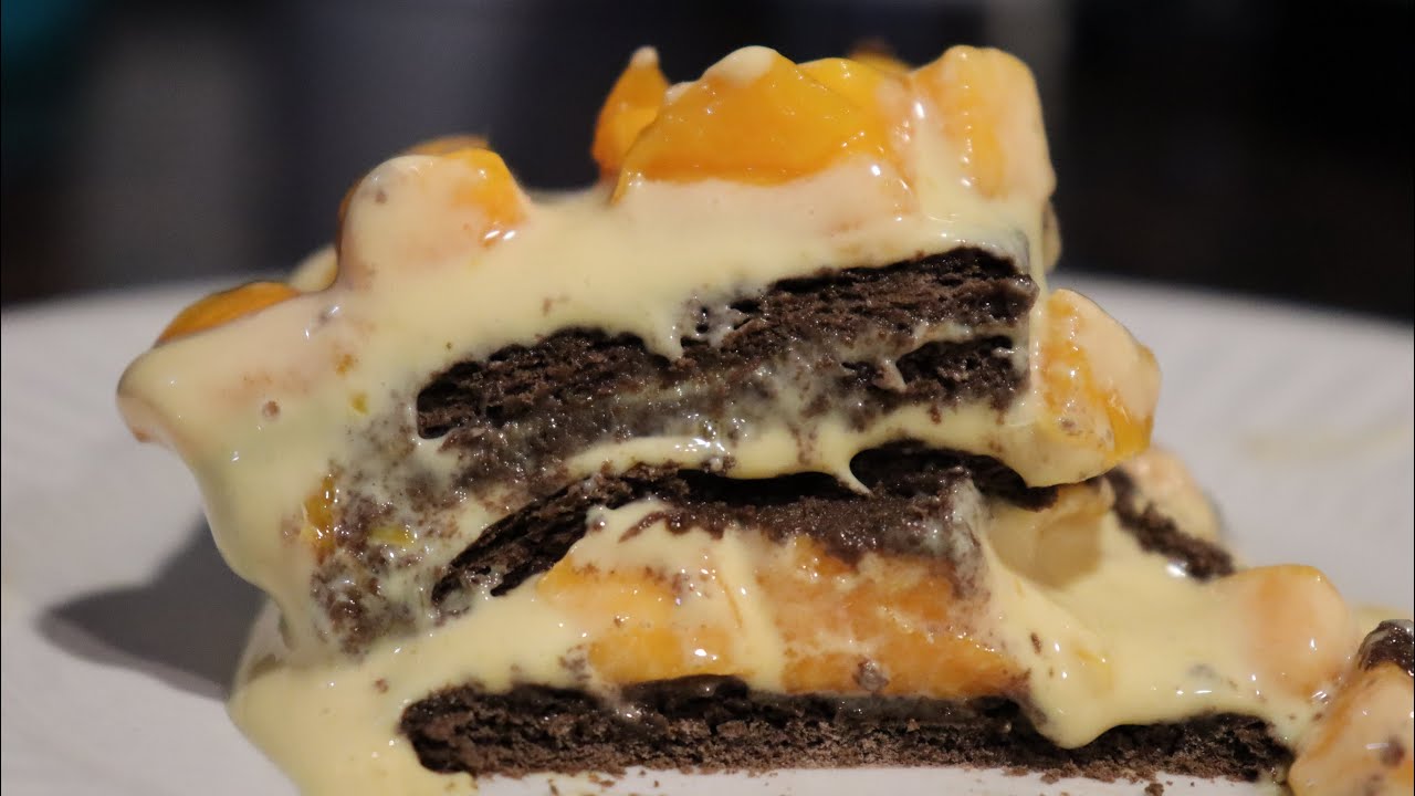 Mango Chocolate Graham Float | No Bake Icebox Cake