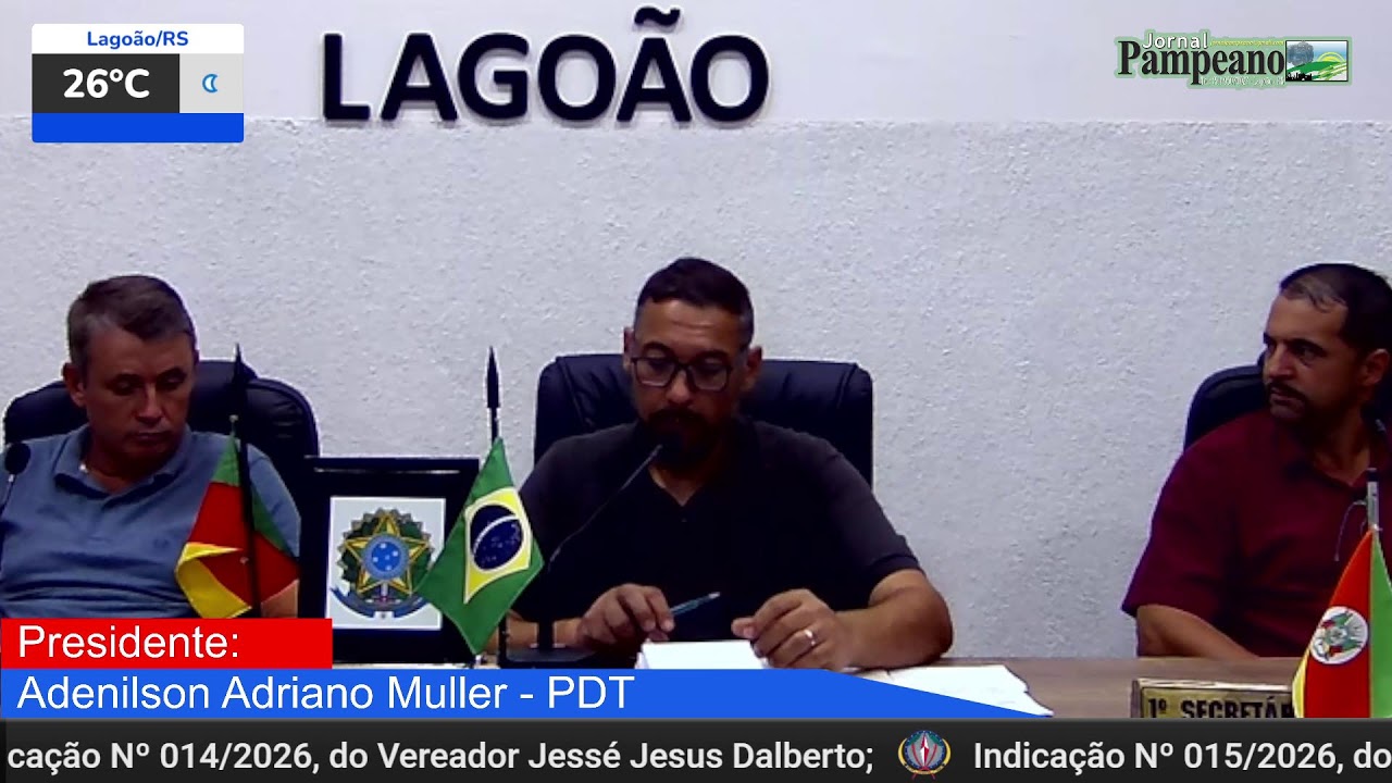 Sessão da Câmara de Vereadores de Lagoão, quarta-feira (18/02/2026).