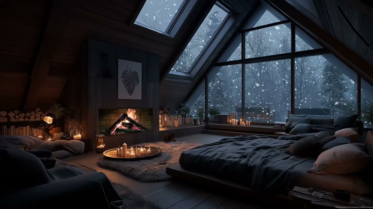 Firelight on a Snowy Night 🔥 Soothing Winter Atmosphere for Sleep