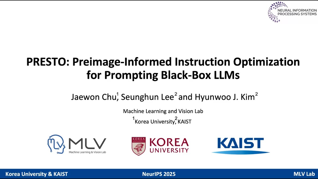 [한글설명] PRESTO (NeurIPS 2025)