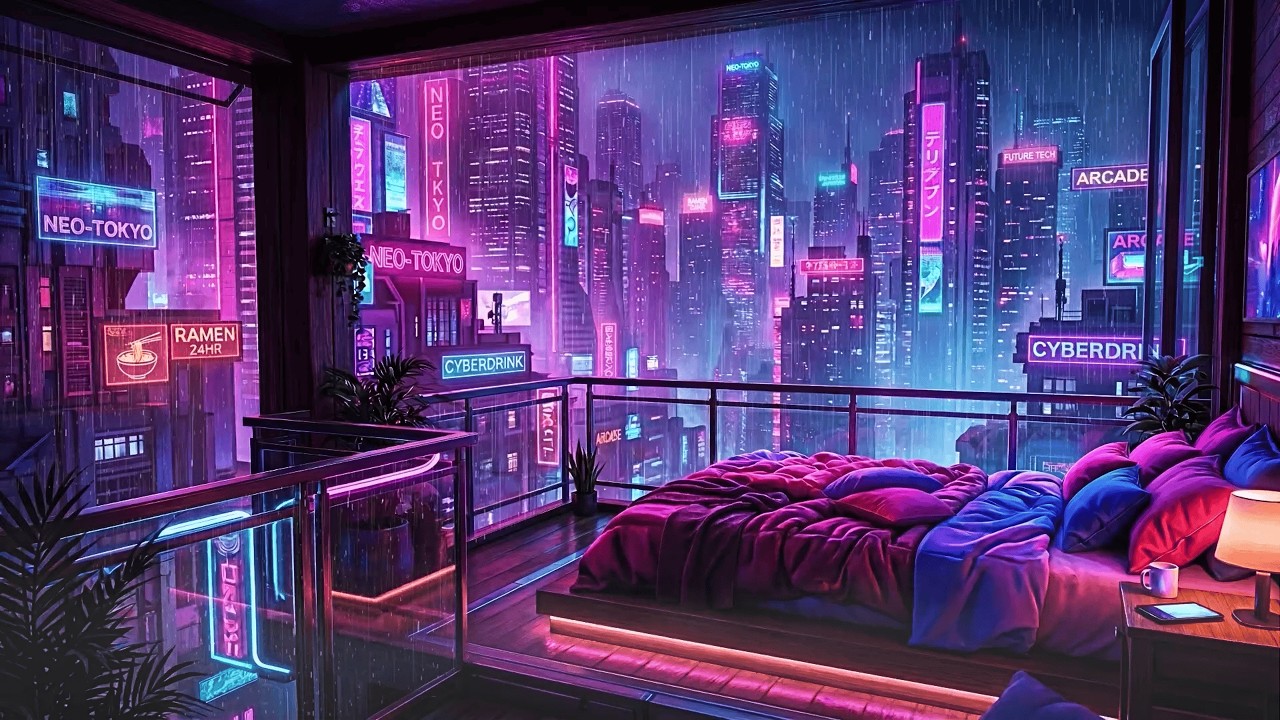 Lofi Rainy Nights 🌧️ – Sci-Fi Cityscape vibes for Dreaming & Thinking  4K