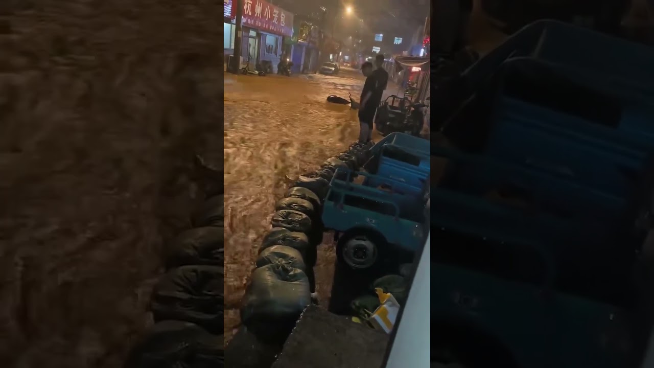 Cars Swept Away, Neighborhoods Buried as Typhoon Bavi Hits China #shorts