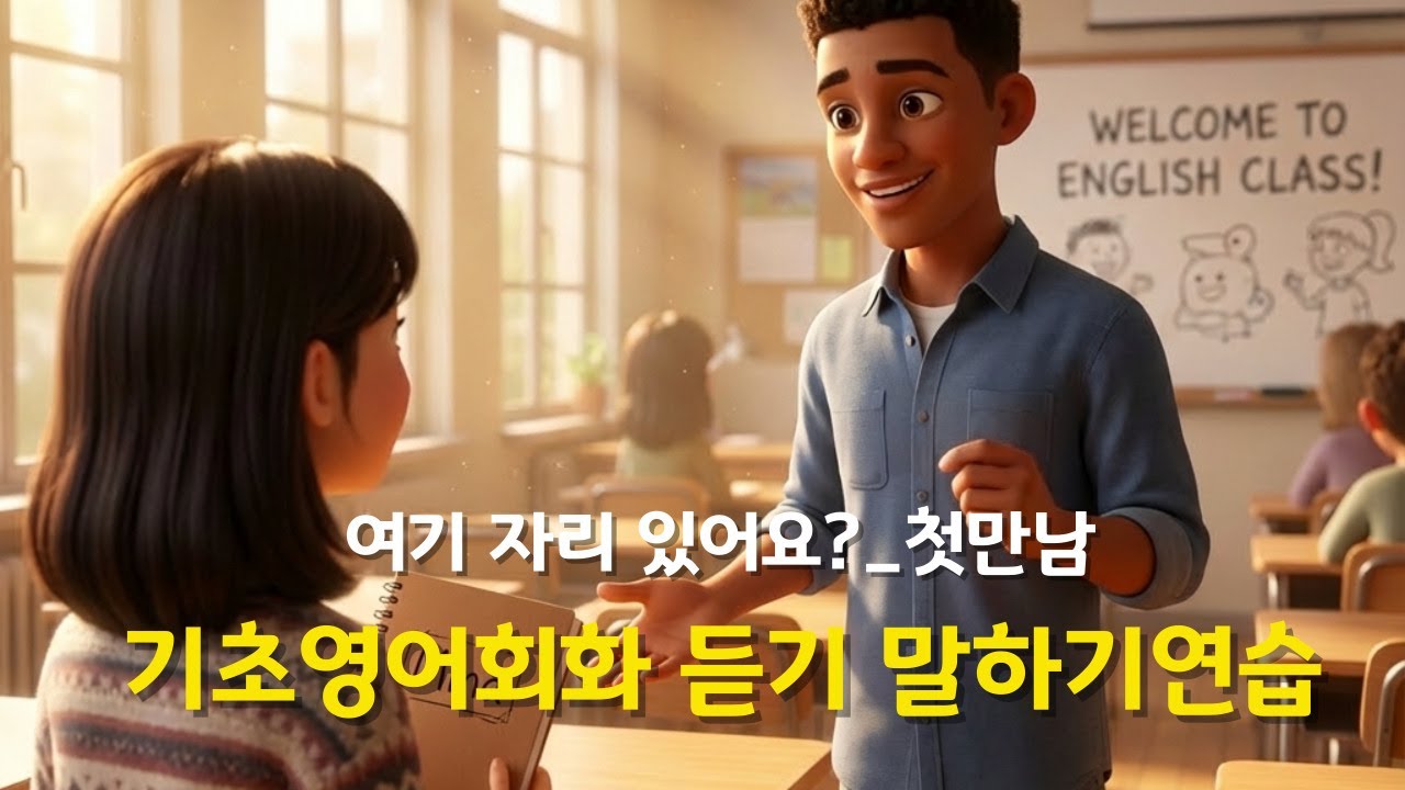 [기초영어회화] ✨영어수업 첫날! 옆자리에게 말 걸기✨생활영어 듣고 따라하고 쉐도잉🔁