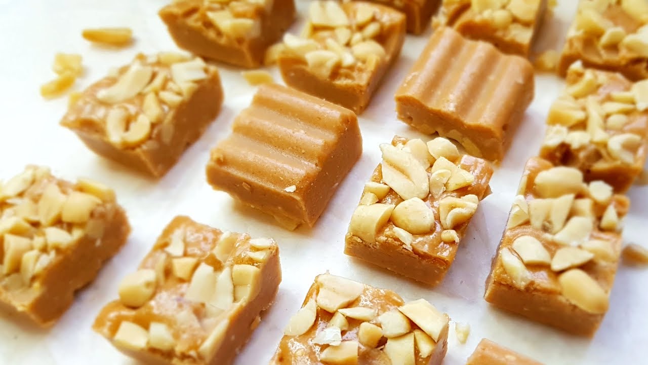 Caramel Burfi with Peanuts Recipe for Indian Sweets // Homemade candies