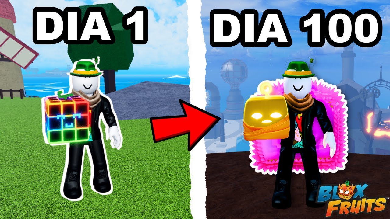 PASSEI 100 DIAS NO BLOX FRUITS - JOGUEI DPS DE 7 ANOS