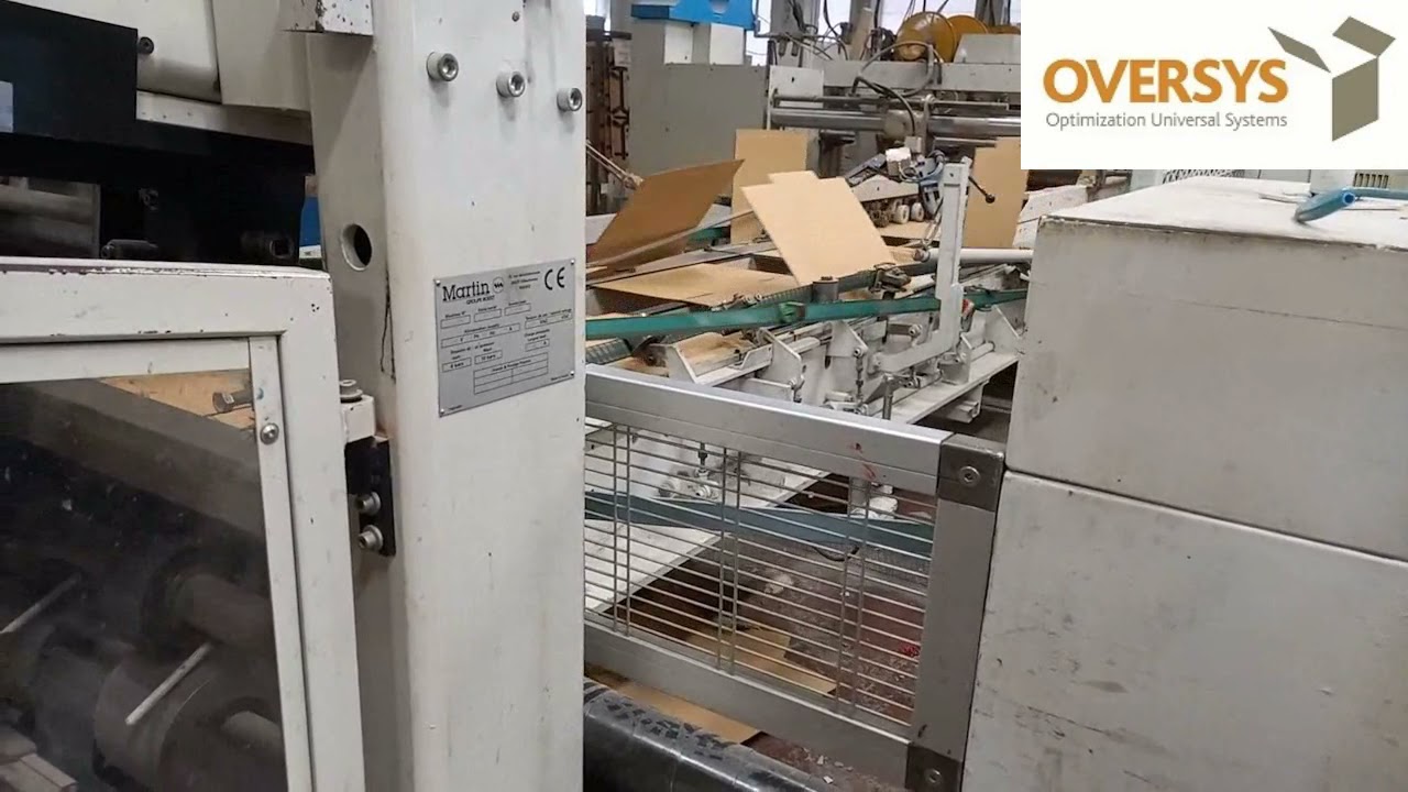 VIDEO OVERSYS U57530421 MARTIN MIDLINE 924 4 COLORS FLEXO FOLDER GLUER WITH ROTARY DIE CUTTER