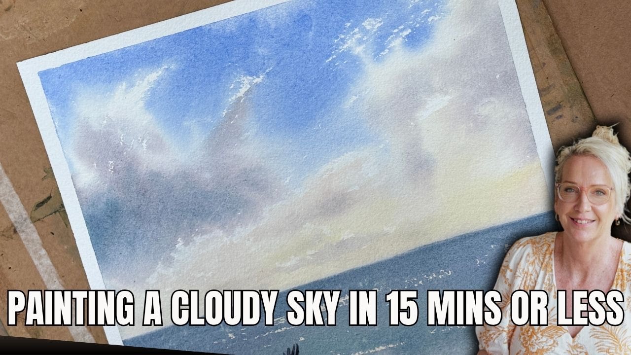 Paint a cloudy sky with watercolor in about 15 mins or less.  Cheryl Bruce Creativ