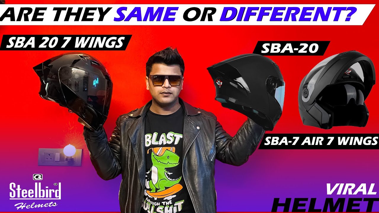 Steelbird SBA 20 Vs SBA 20 7 Wings Vs SBA 7 Air 7 Wings😍 Are they same or different? Viral Helmet❤️