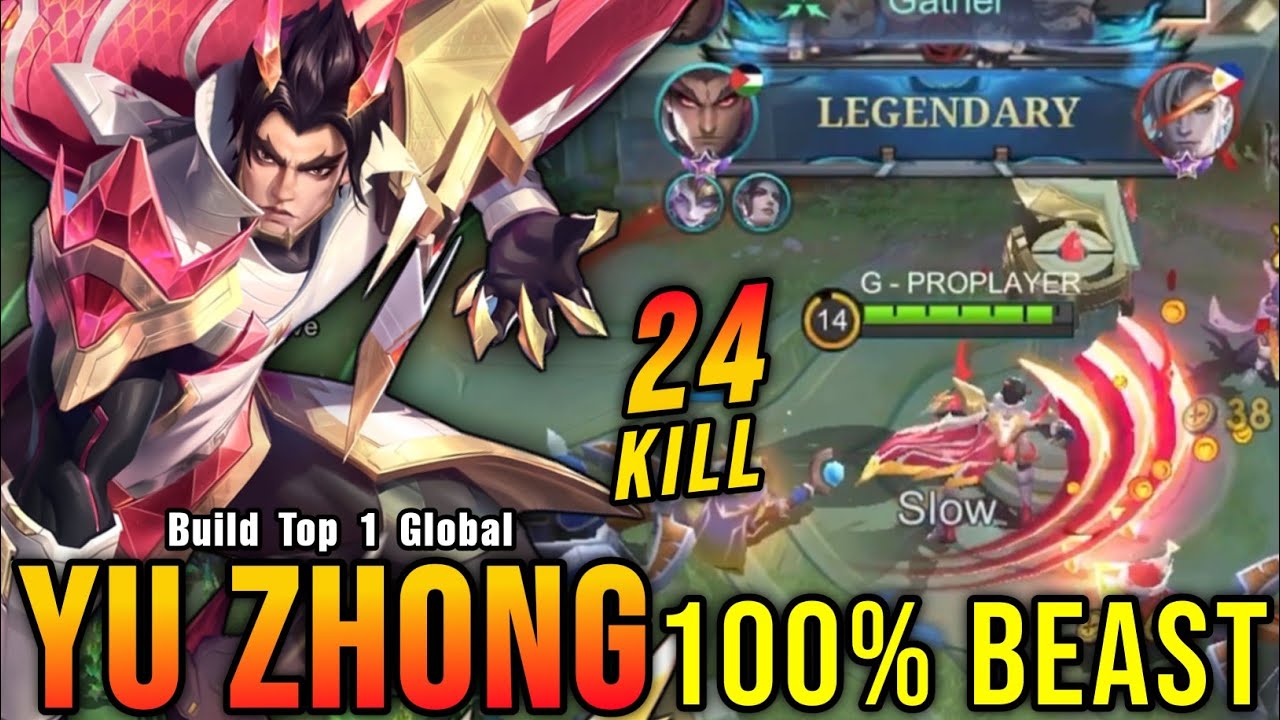 24 Kills!! Legendary Yu Zhong 100% Beast!! - Build Top 1 Global Yu Zhong ~ MLBB