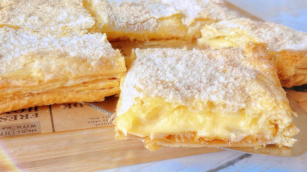 Crispy & Creamy Puff Custard Cake Recipe | Melt-in-Your-Mouth Dessert!