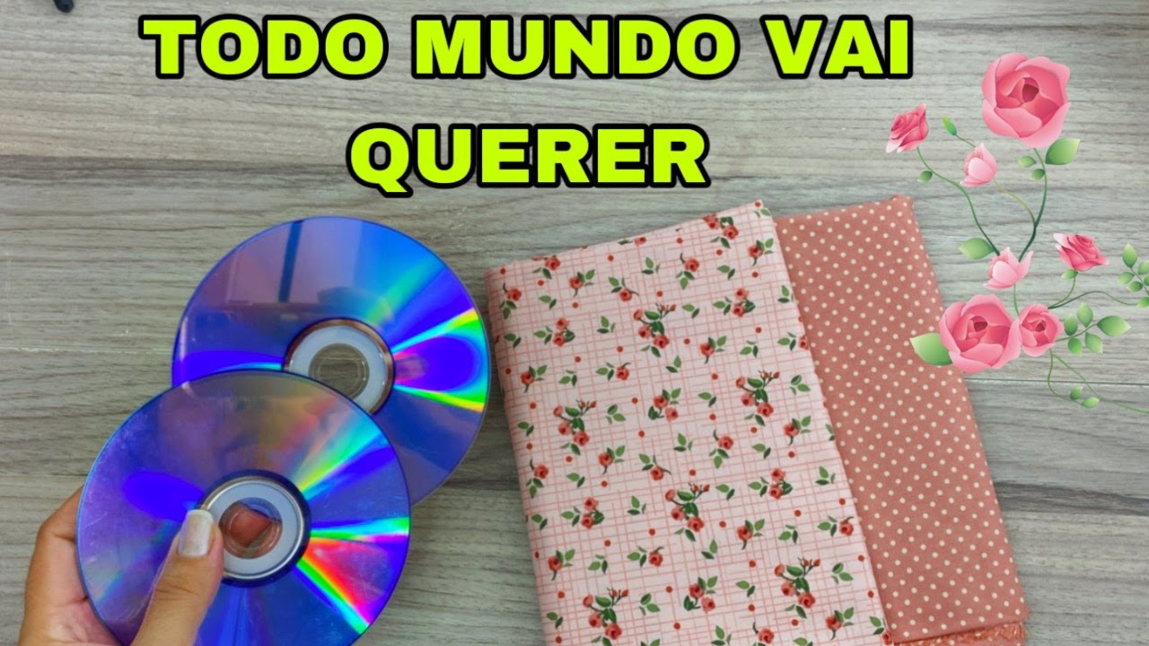 IDEIA DIFERENTE COM CDS VELHOS E TECIDO FAÇA VOCÊ MESMO #viral #compartilhe #diy