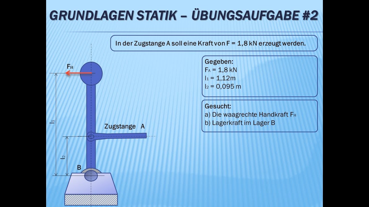 Technische Mechanik - Grundlagen Statik Übungsaufgabe Nr.2