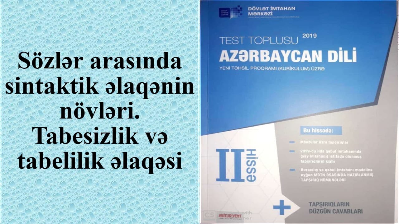 DİM-in test toplusundan sintaktik əlaqənin növləri. Tabesizlik və tabelilik əlaqəsi