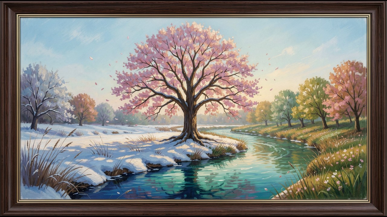 Impressionism Early Spring River Landscape | frame tv art 4k with music | tv screensaver