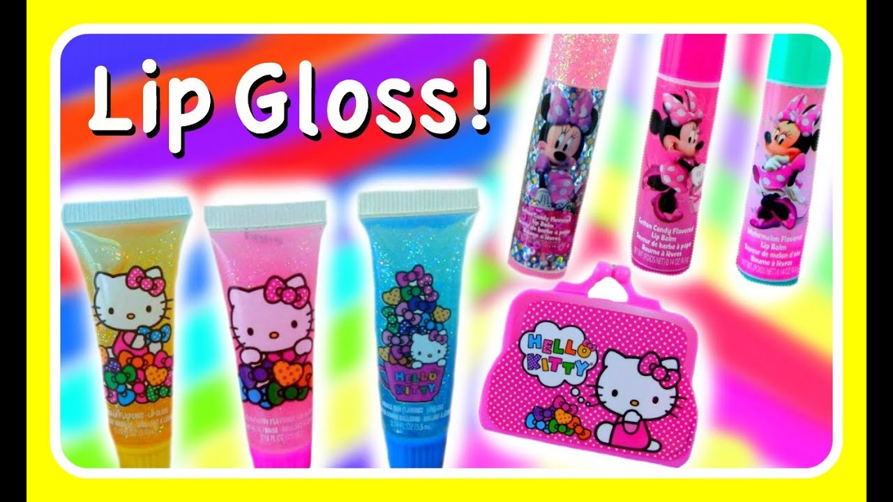 Hello Kitty, Minnie Mouse, & Disney Princess Lip Gloss & Lip Balm!  Beautiful Makeup For Girls!
