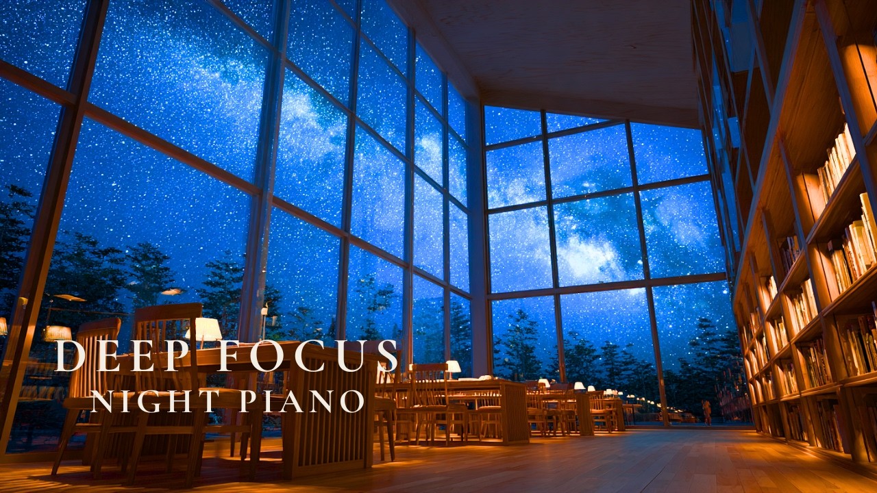 Night Piano for Study & Deep Focus – Starlit Library | Starfall Library (3 Hours)