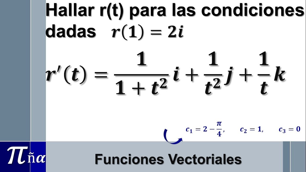 Determinar la función vectorial r(t) sujeta a las condiciones indicadas (ejemplo 1/2)