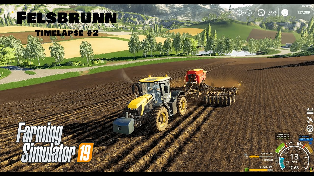 Sowing grass, doing contract work, spreading lime | Felsbrunn | FS19 Multiplayer | Timelapse #2