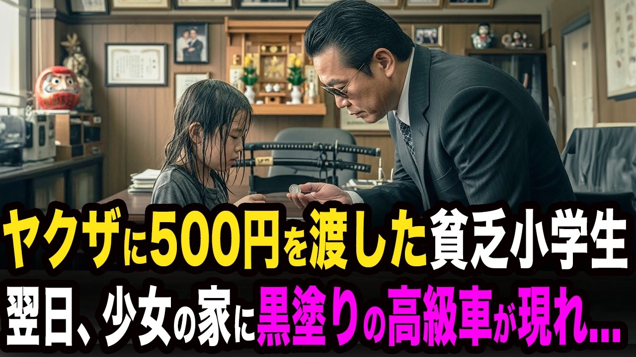 「500円で助けてください」破門されたヤクザに全財産を渡した貧乏な小学生。次の日、少女の前に黒塗りの高級車が続々と現れて...