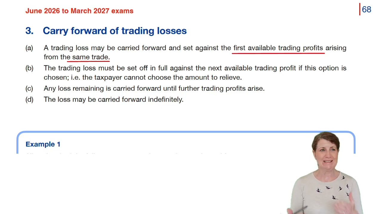 ACCA TX-UK FA2025 Глава 7 Убытки от торговой деятельности, скорректированные с учетом налогов - Ф...