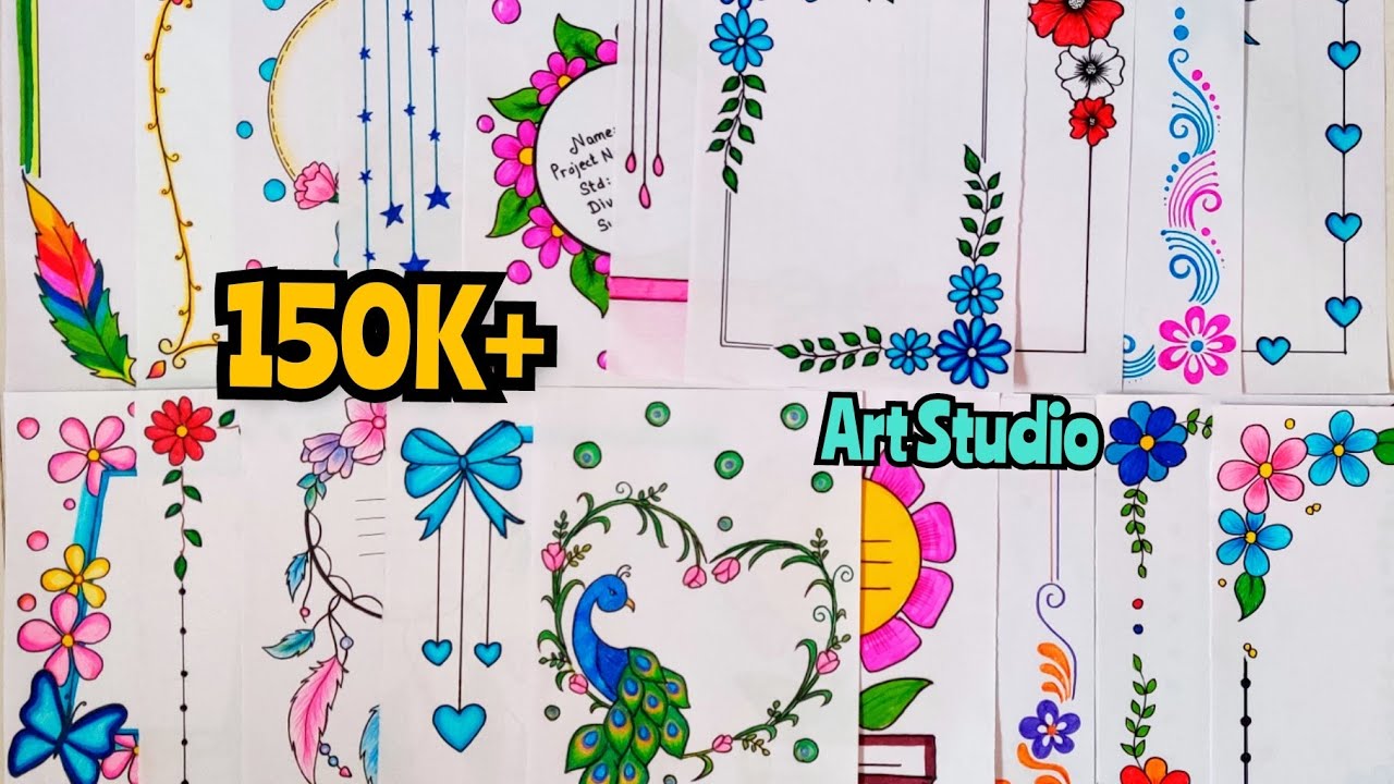 20 beautiful border designs for projects handmade| simple border designs| notebook border designs