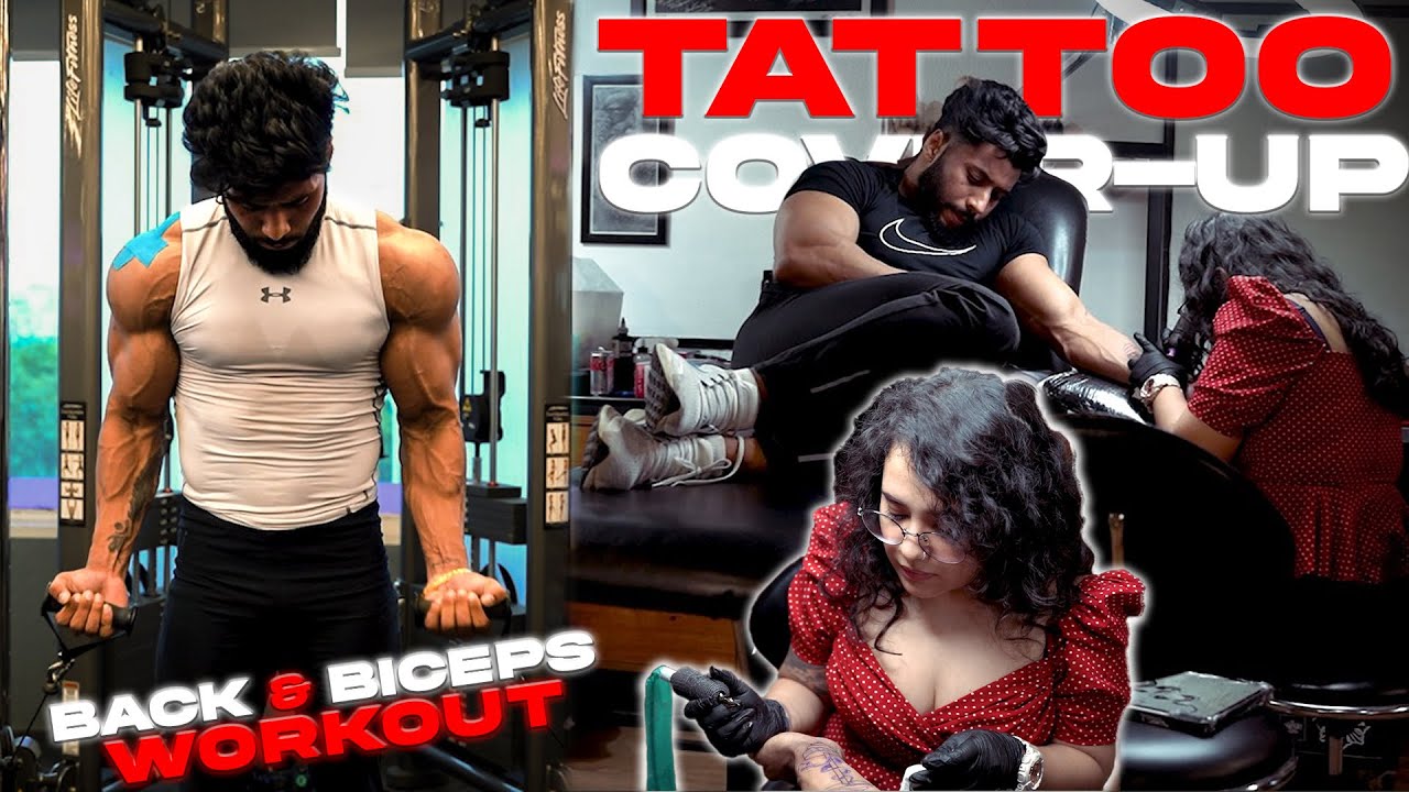 AAJ SARI NISHANIYA MITA DENGE 💔 | TATTOO COVER-UP | BACK & BICEPS WORKOUT