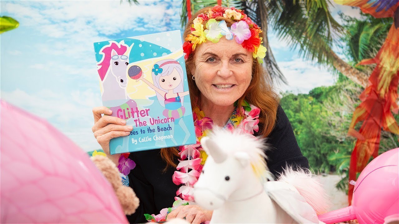 Sarah Ferguson reading Glitter The Unicorn Goes To The Beach by Callie Chapman