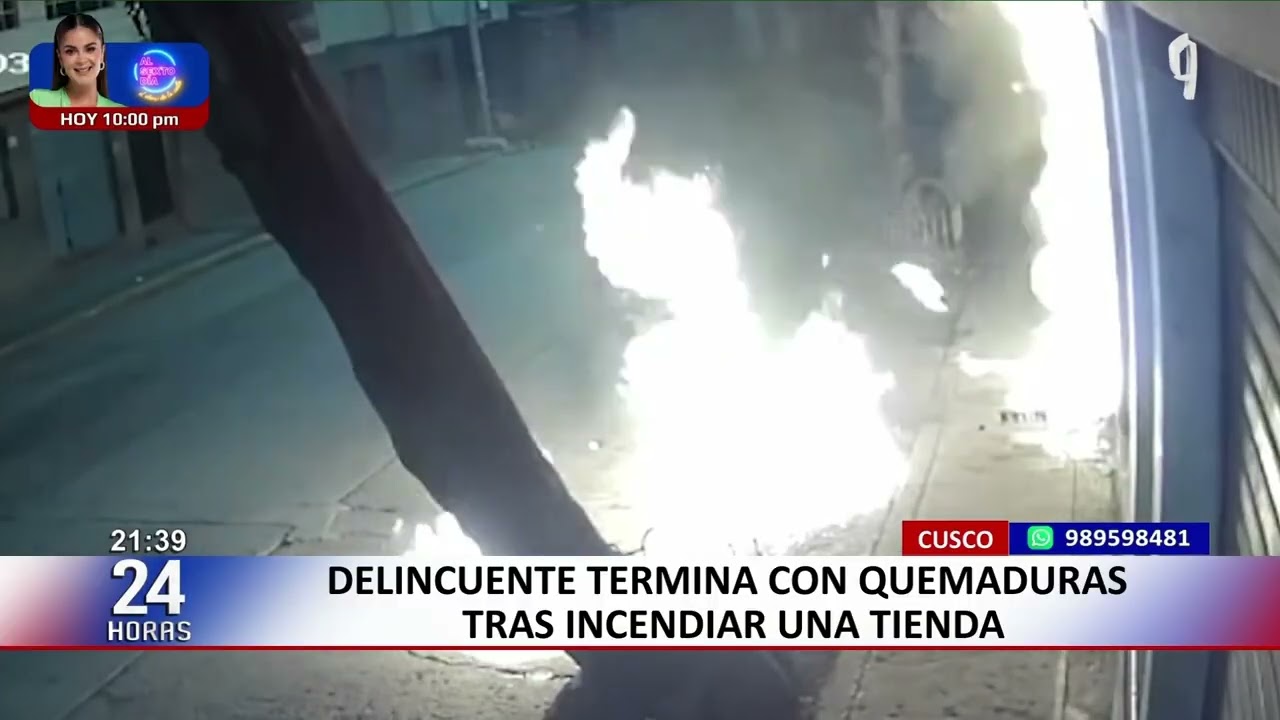 Cusco: delincuente termina con quemaduras al incendiar tienda