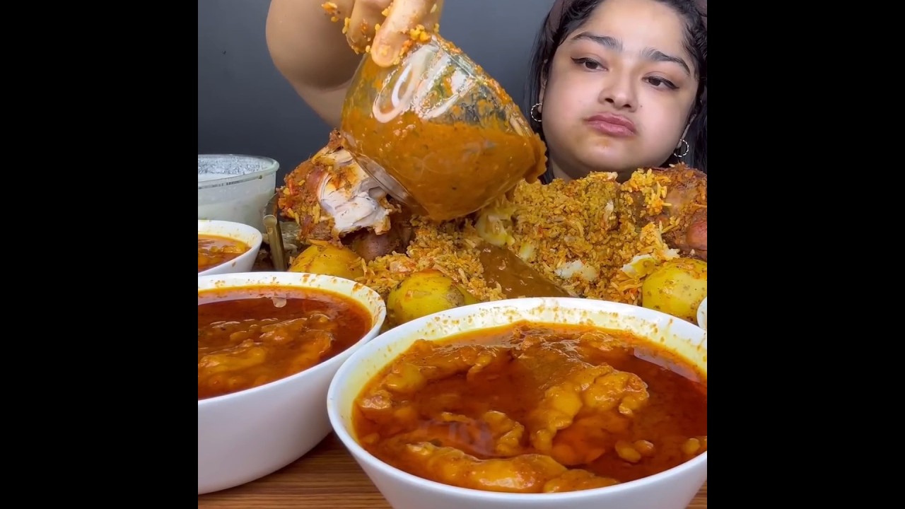 ASMR: EATING SPICY MUTTON FAT CURRY🔥 BASMATI RICE || #shorts #mukbangn#asmreating #mukbangasmr #asmr