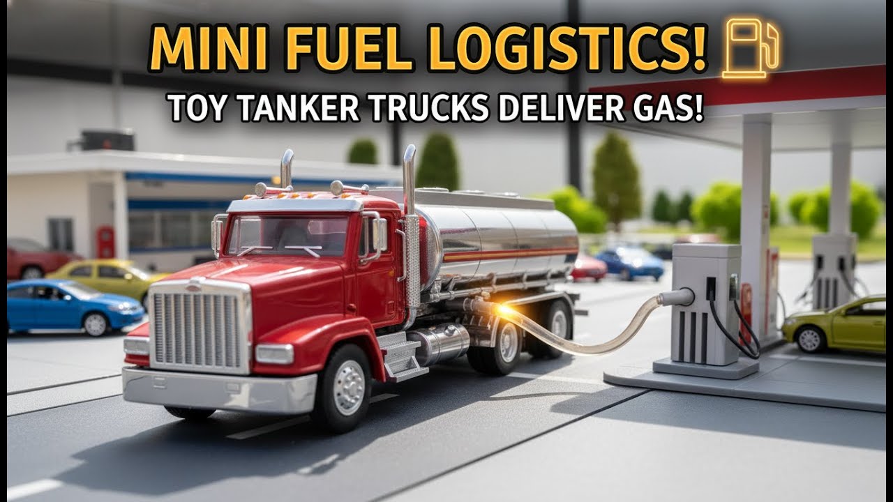 MINI FUEL LOGISTICS! ⛽ TOY Tanker Trucks Deliver Gas! (Oil Supply Chain Stop Motion)