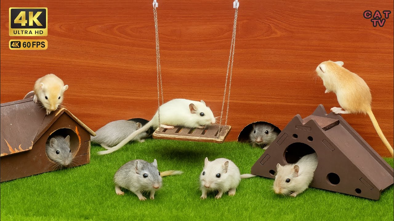 Cat Game 🐭 Crazy Mouse Chase  4K Cat Entertainment Video