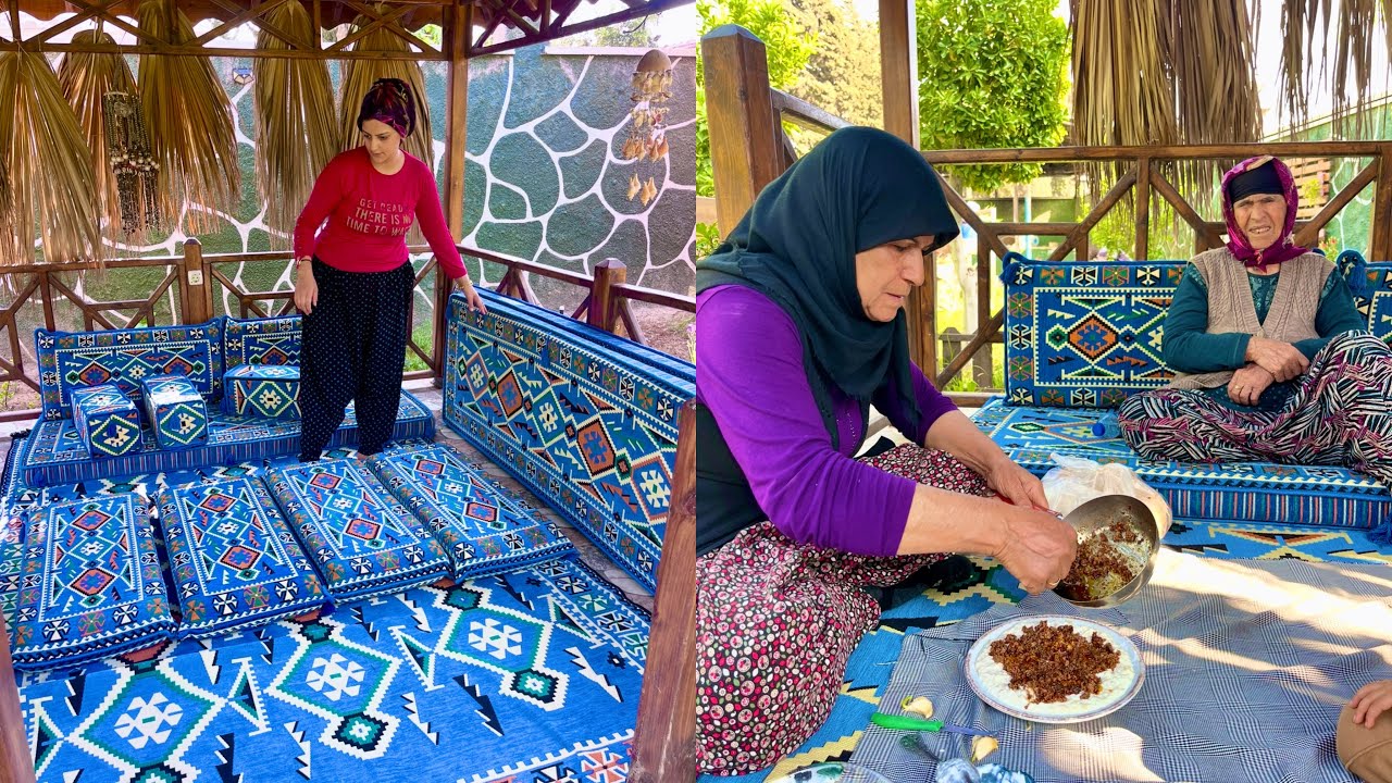 KÖY EVİ ŞARK KÖŞEMİZDE ÖĞLEN YEMEĞİ | KUZU ETİ İLE KÖZDE PATLICAN YAPIMI