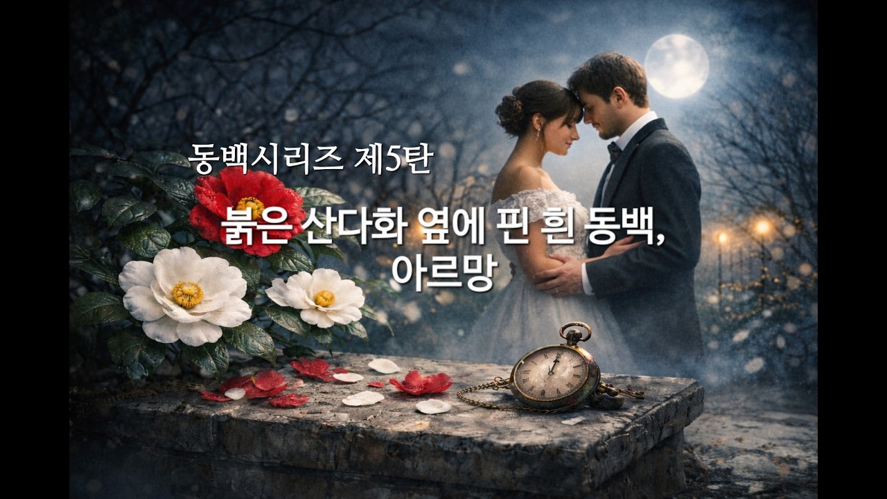 붉은 동백 산다화 옆에 핀 흰 동백, 아르망 / 동백꽃을 유난히 좋아하던 마르그니뜨와 아르망은 서로 사랑하였으나. . #동백시리즈 #춘희오마주 #일공스님작사곡 #뉴에이지발라드