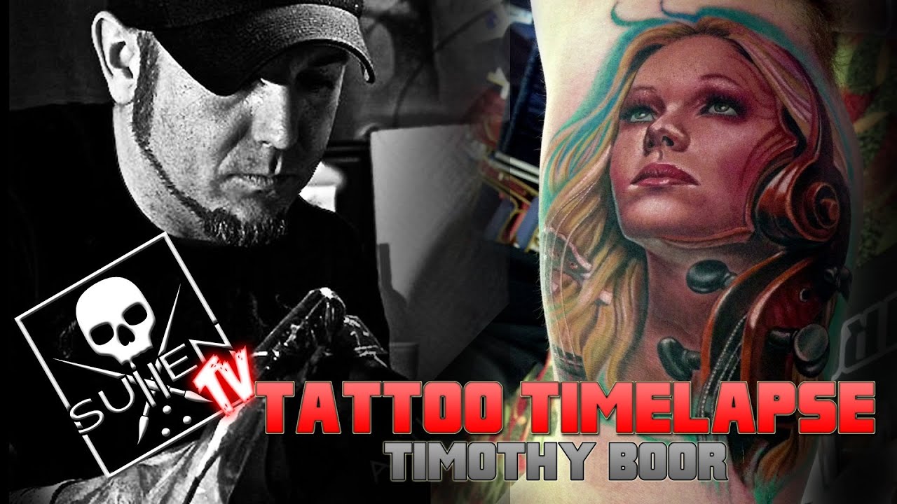 Tattoo Time Lapse - Timothy Boor - Tattoos Color Woman Infused with Cello