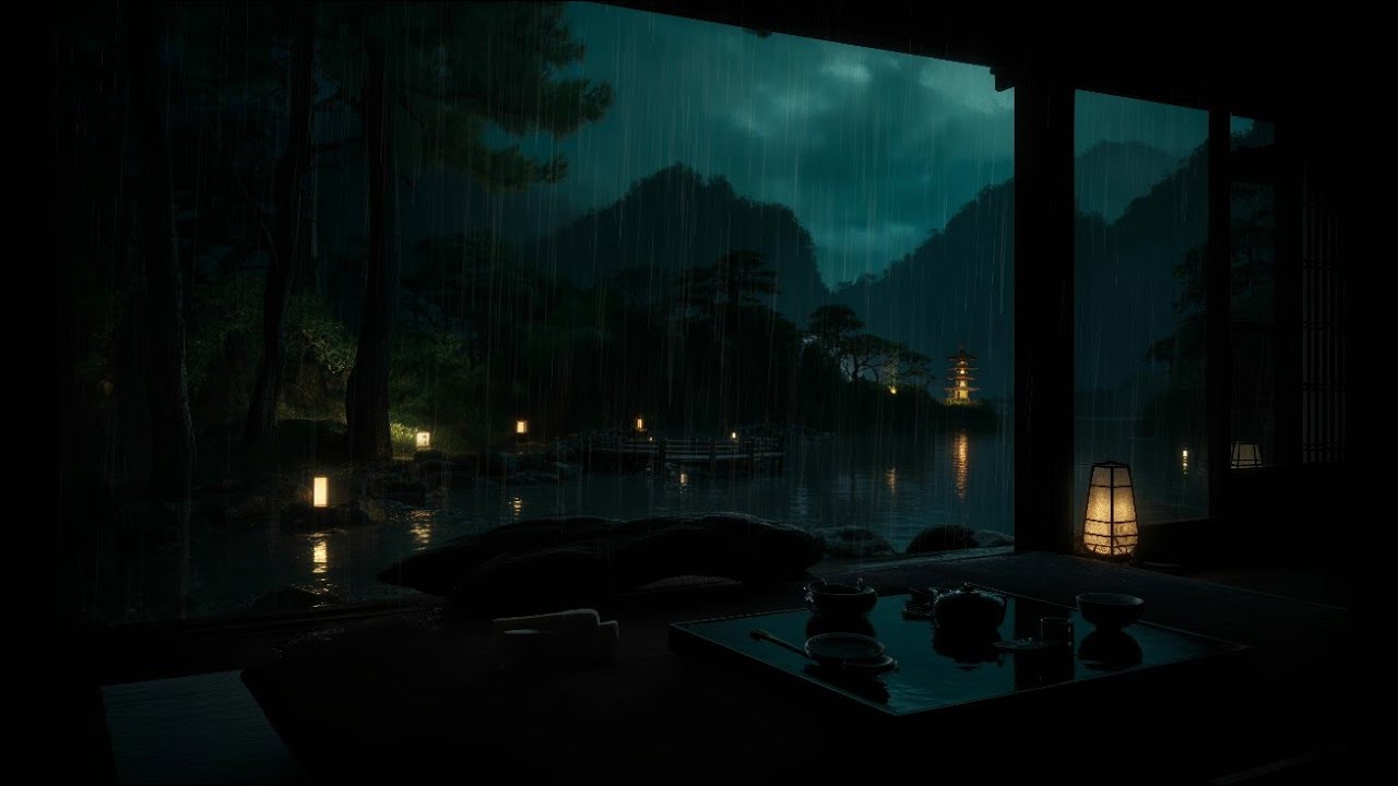 Calming Forest Rain at Night 🌧 (No Ads) | Quiet Dark Bedroom for Deep Sleep