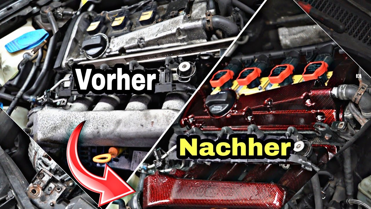 Ventildeckel Lackieren und Wassertransferdruck Folie Carbon Red