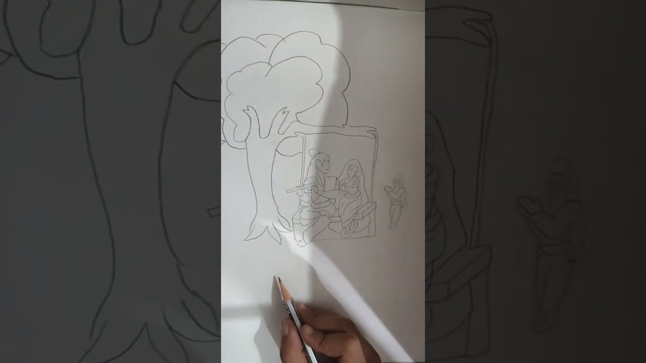 Adhyayan ki duniya  is live # hindi god radhe krishna easy pencil ✏️ drawing #live #