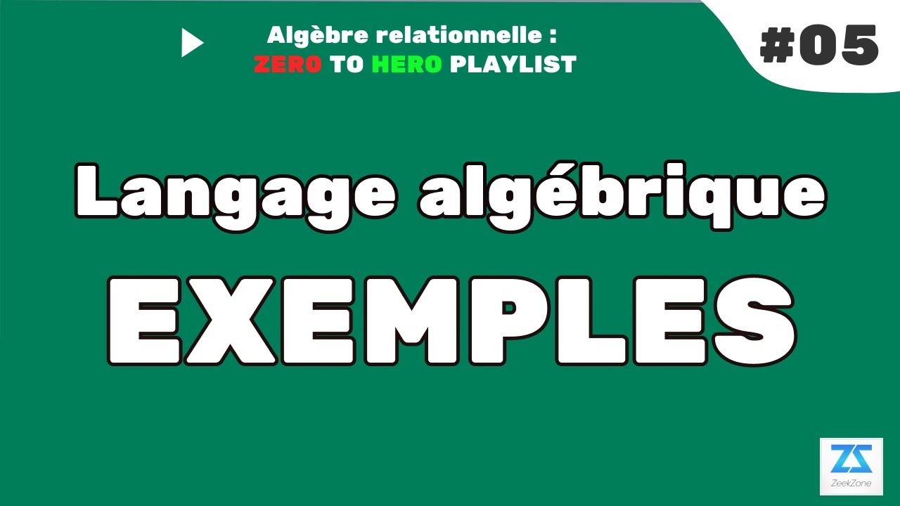 Algèbre relationnelle darija 05 : Exemples / Exercice (Langage algébrique) B Darija