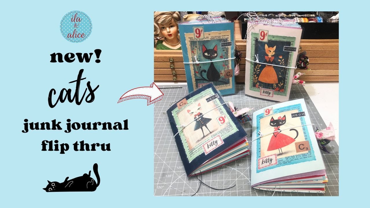NEW Whimsical Cat Junk Journal Flip Thrus! #junkjournals #catjournal #junkjournalsforsale