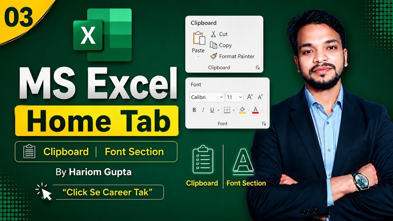 MS Excel Home Tab Explained | Clipboard & Font Section | Excel Tutorial for Beginners | Episode 03