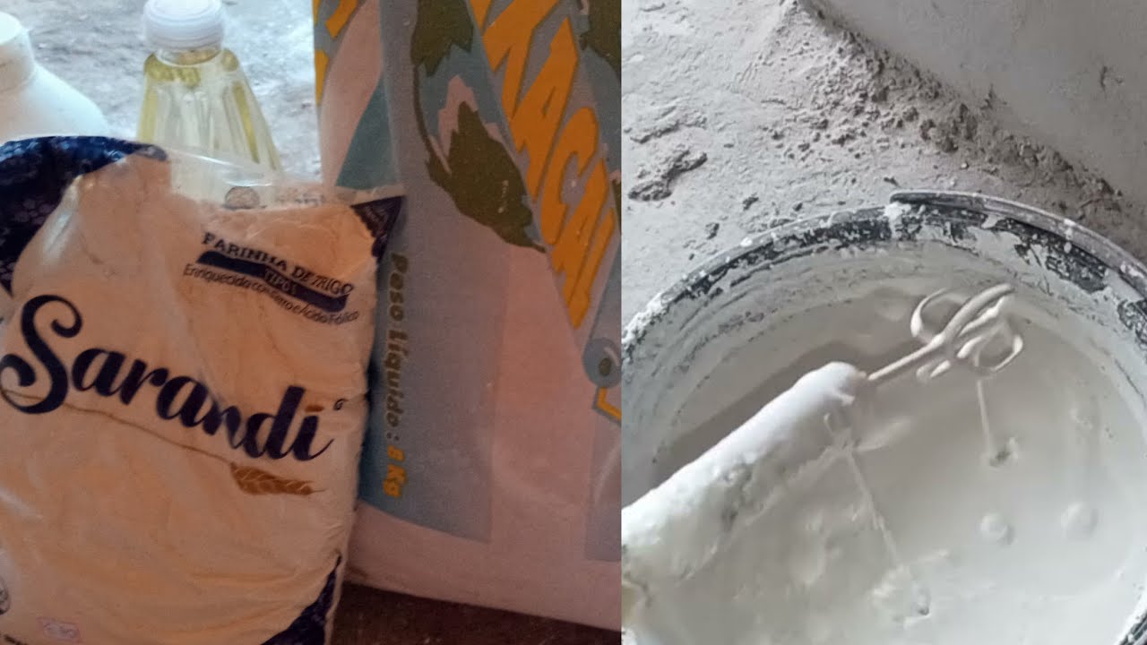 coloquei 1 kg de farinha de trigo em 4kg de cal e o resultado foi incrivel tinta caseira