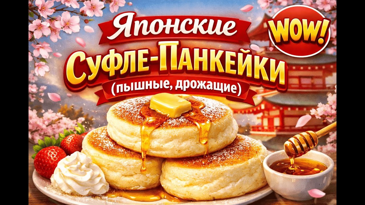 Japanese souffle pancakes (fluffy, jiggly).