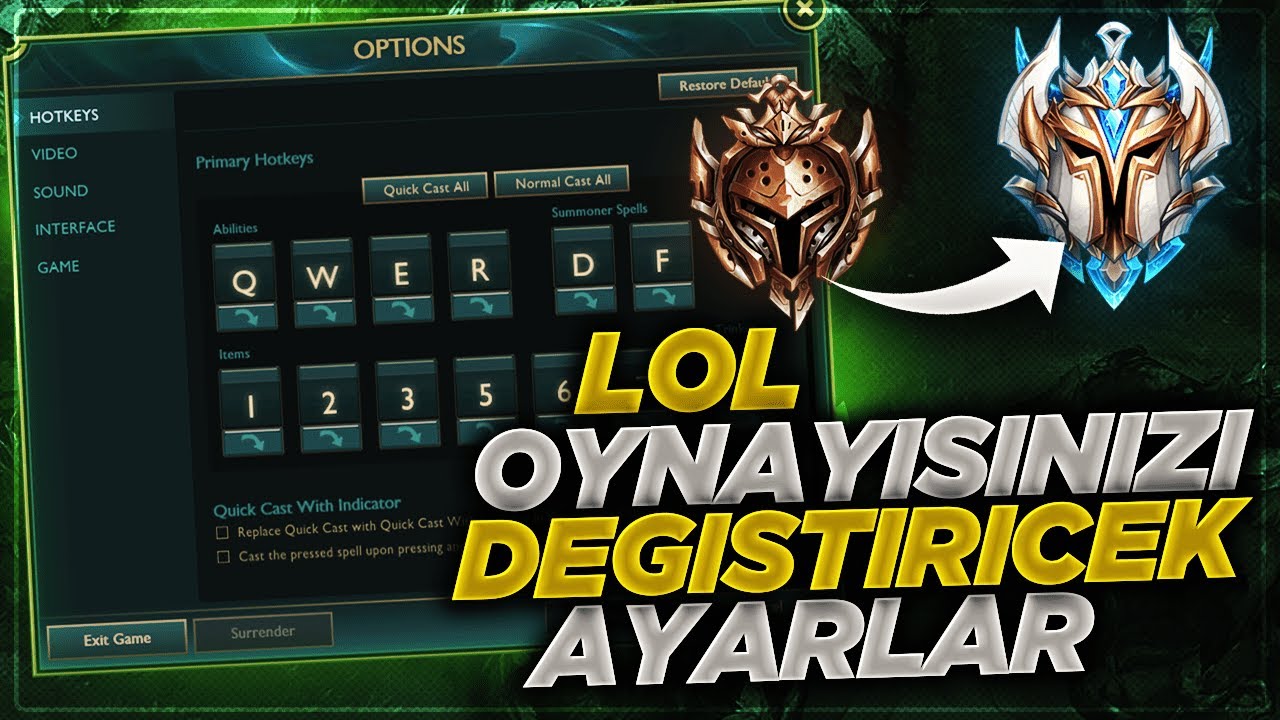 LOL OYNAYIŞINIZI GELİŞTİRECEK EN ÖNEMLİ OYUN AYARLARI | BRONZDAN KURTULACAKSINIZ! -League of Legends
