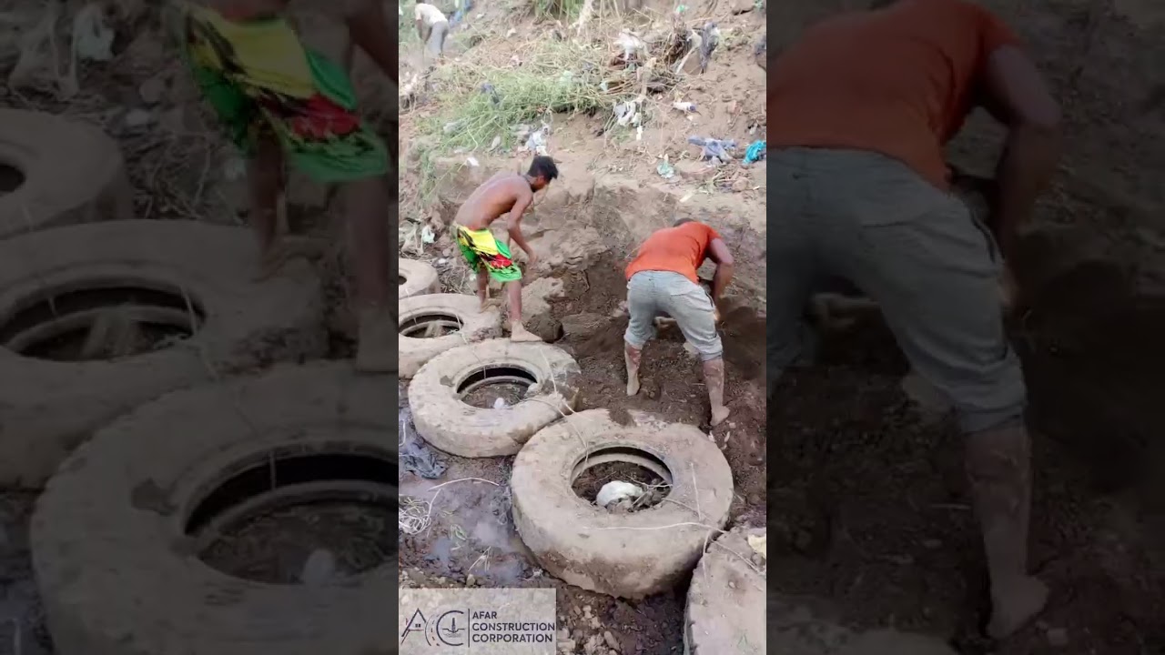 Old tire reused for flood protection retaining wall. #DIY #Reuse #recycling #project #retainingwall
