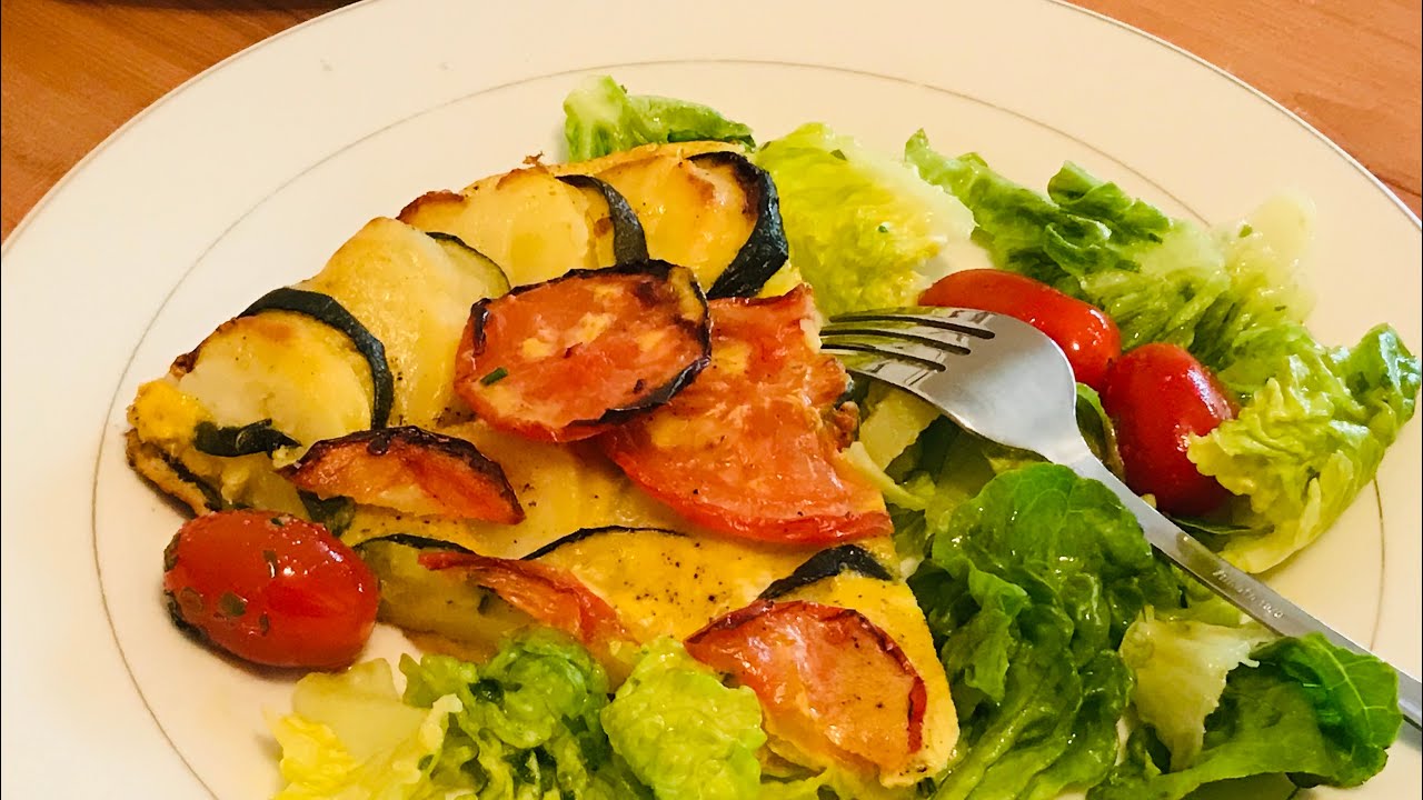 OMELETTE POMMES DE TERRE ET COURGETTES  AU FOUR - RECETTE FACILE