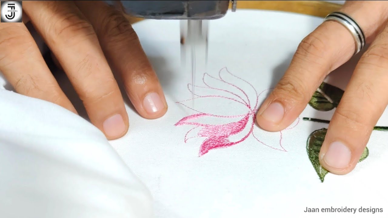 shaded Lotus flower embroidery | machine embroidery for beginners | Flower design
