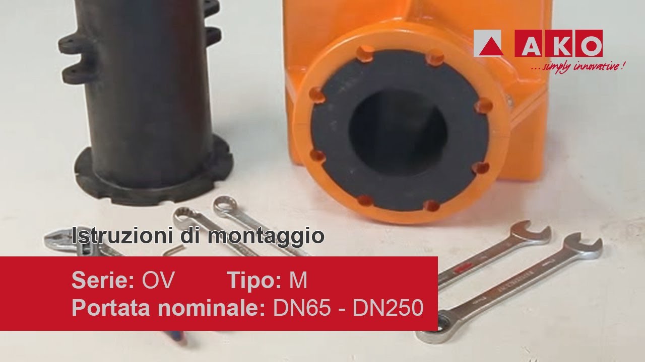Istruzioni di montaggio: valvola a pinza meccanica AKO, serie OV, tipo M, DN65 - DN250
