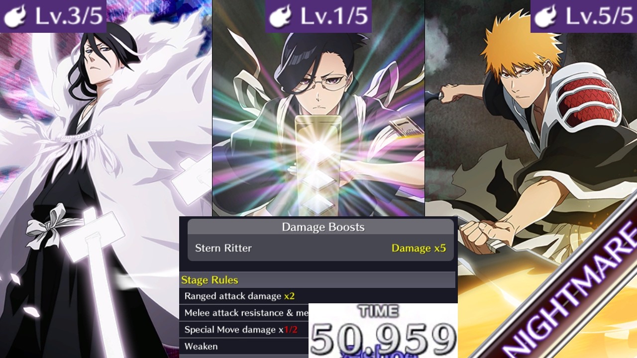 50.959 EX6 Ranged Stern Ritter Nightmare Guild Quest ~ Bleach Brave Souls
