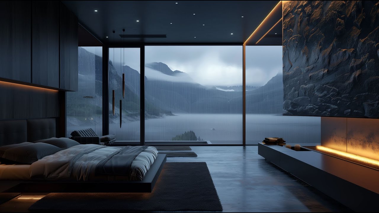 Heavy Rain on Window in Cozy Luxury Bedroom | Rain Sounds for Sleep & Insomnia [4K]